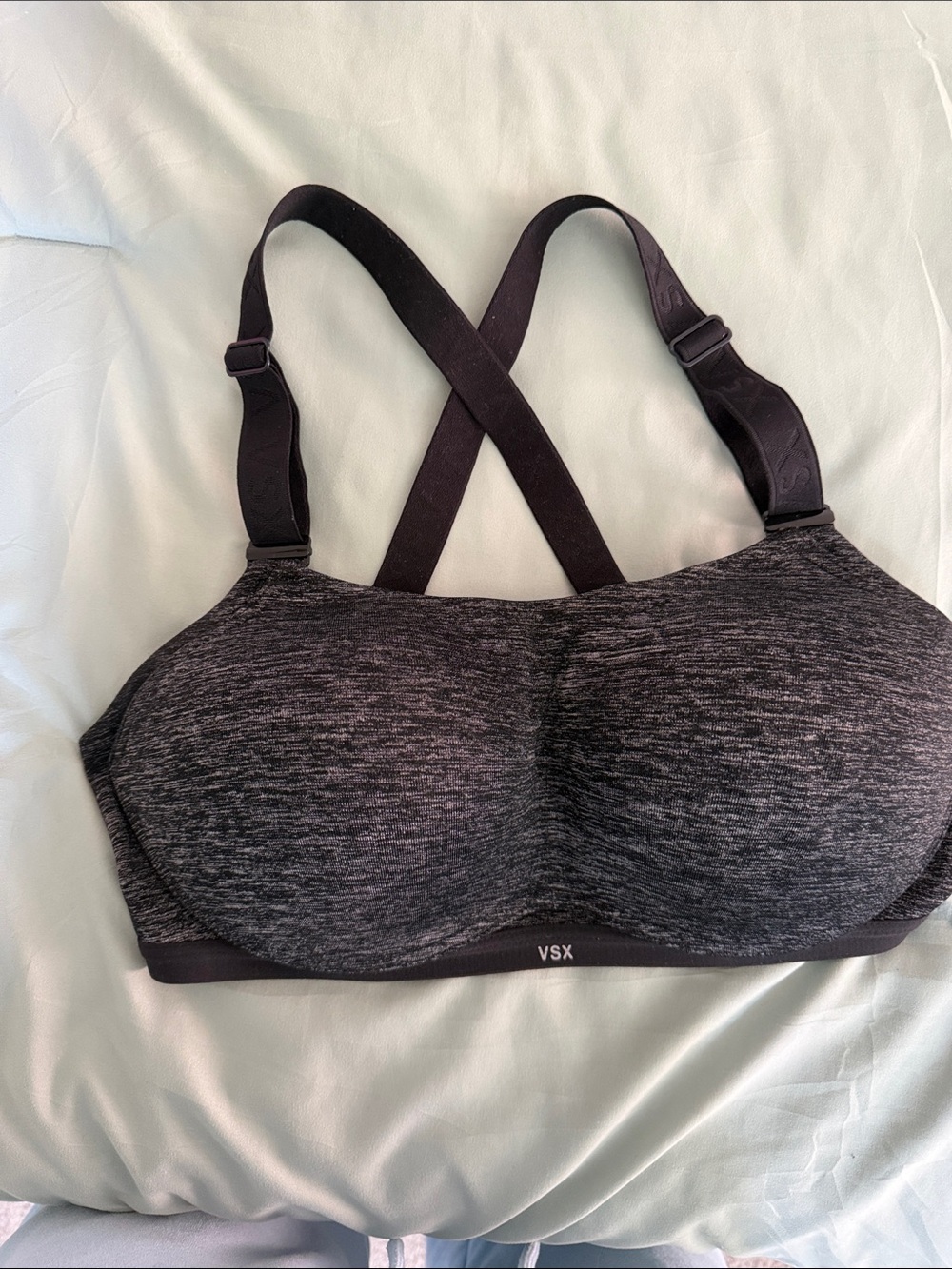 Victoria's Secret VSX Heathered Dark Gray Crossback Sports Bra 34d